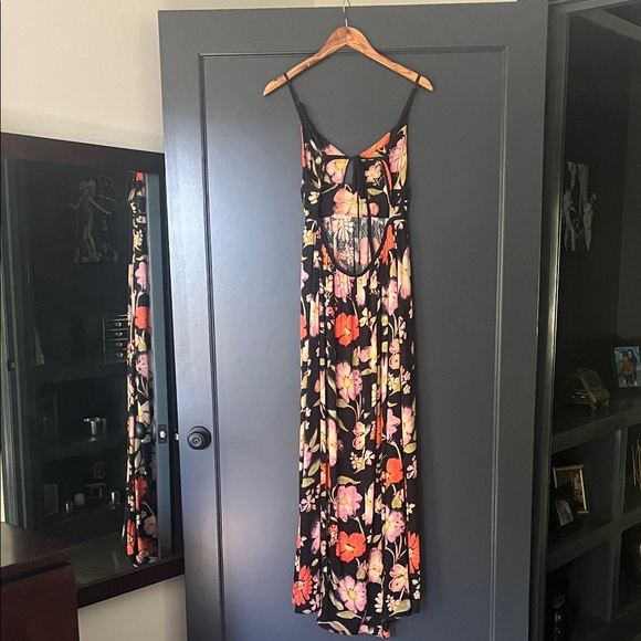 Free People Wisteria Black Floral Maxi Dress open back small S P adjustable - Picture 14 of 14